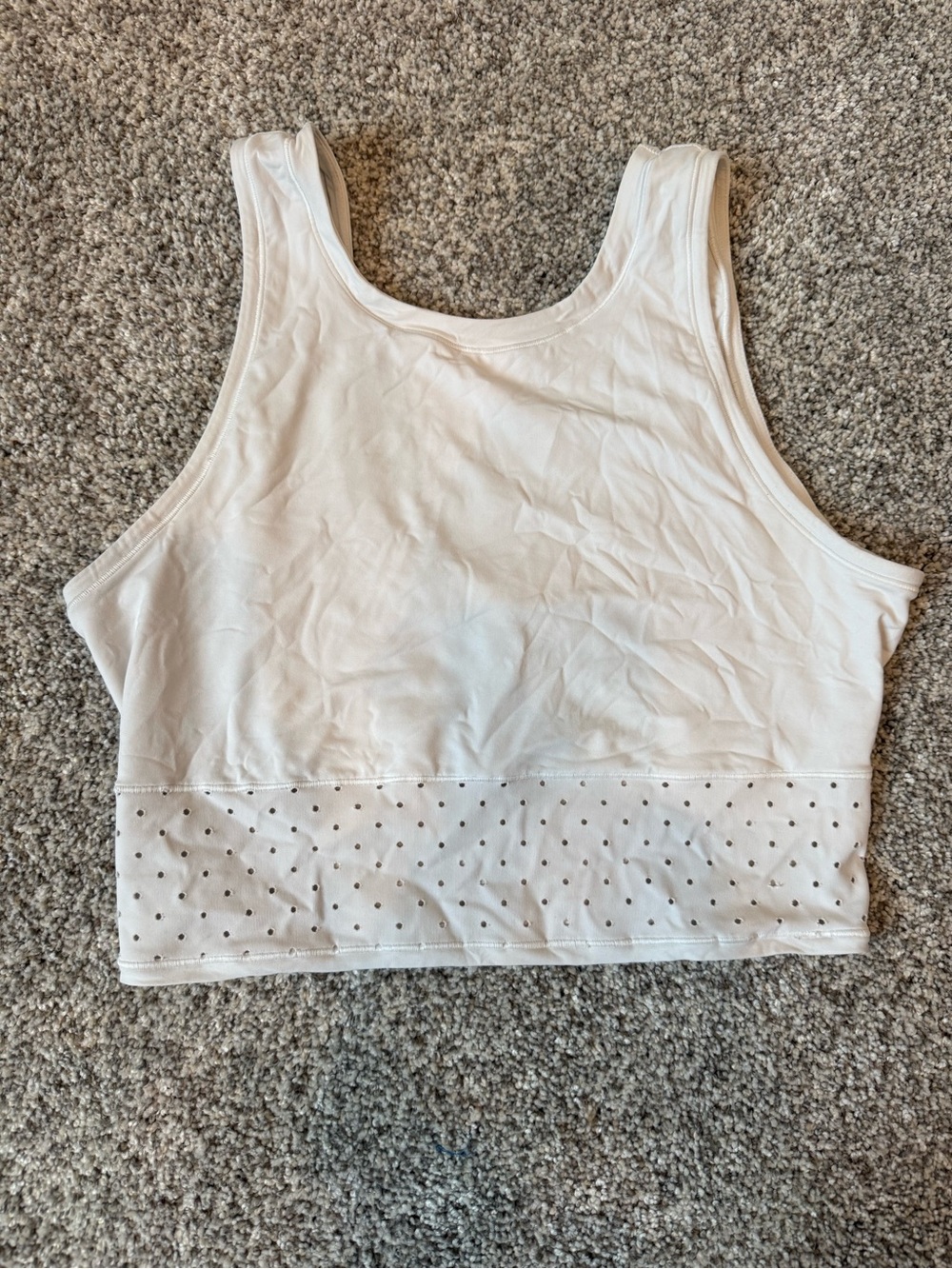 lululemon athletica White Sleeveless Crop Tank with Perforated Hem